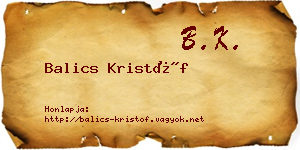 Balics Kristóf névjegykártya