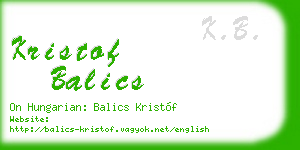 kristof balics business card